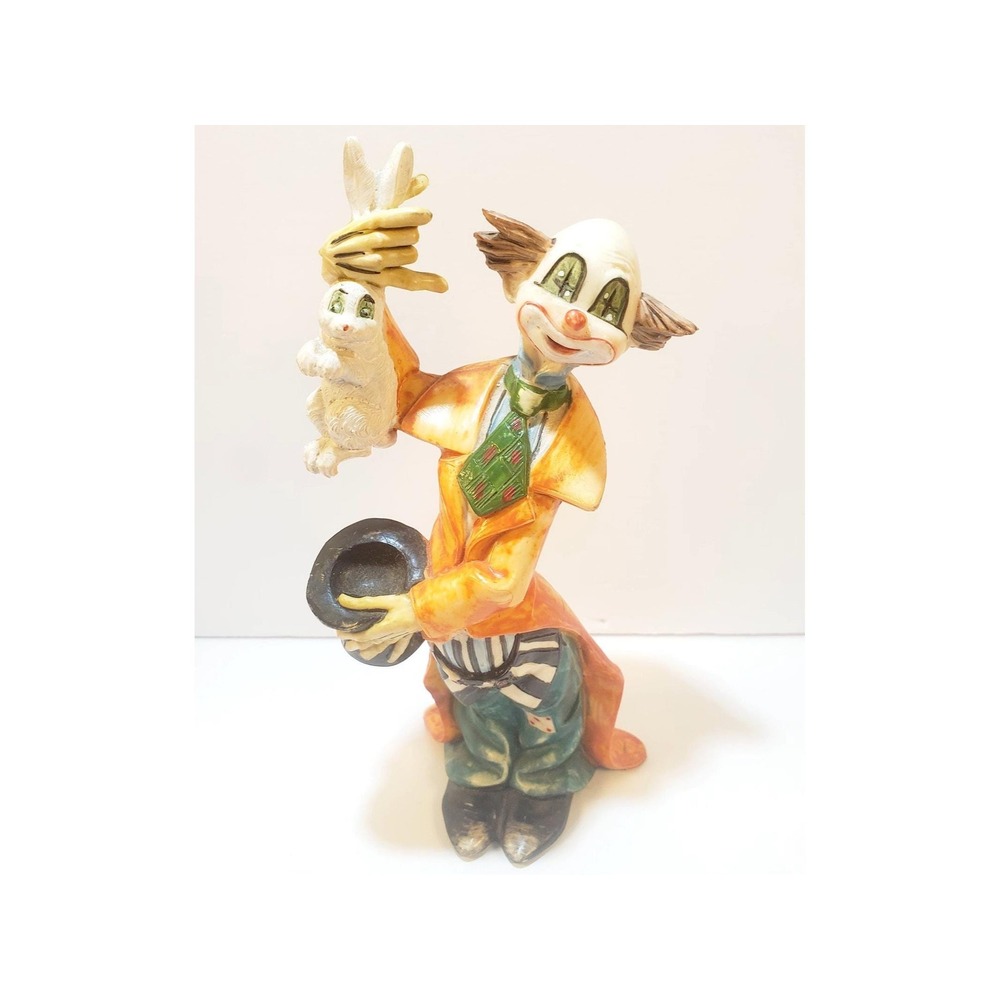 Vintage Fontanini Depose Resin Clown Holding Rabbit Figure 7" Tall Made In Italy